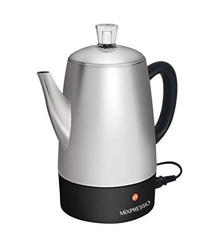 Mixpresso Electric Coffee Percolator | Stainless Steel Coffee Maker | Percolator Electric Pot - 10 Cups Stainless Steel Percolator With Coffee Basket