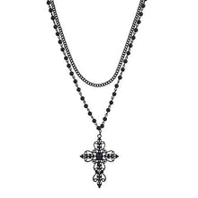 Load image into Gallery viewer, Lux Accessories Rosary Black Elegant Fancy Beaded Cross
