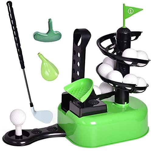 FUN LITTLE TOYS Kids Golf Toys Set, Outdoor Lawn Sport Toy, Educational Sports Game, Training Golf Balls, Club Equipment Set, Gift for Preschool Boys and Girls