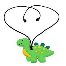 Load image into Gallery viewer, Chew Necklace for Boys and Girls - Dinosaur Chewable Silicone Pendant for Teething, Autism, Biting, ADHD, SPD, Sensory Oral Motor Aids for Kids, Chewy Toy Jewelry for Adults (Green)
