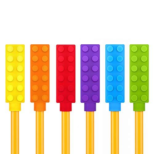 Chewelry Chewable Pencil Toppers (6-Pack) - Chewy Pencil Toppers for Kids - Sensory Pencil Chew Topper Helps Girls & Boys with Sensory Needs by Solace