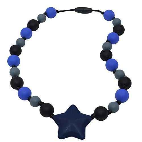 Sensory Oral Motor Aids Chew Necklace for Boys Girls, Silicone Navy Star Beads Chew Jewelry for Autism, ADHD, Baby Nursing or Special Needs Kids - Reduces Chewing Biting Fidgeting for mild Chewers