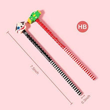 Load image into Gallery viewer, BUSHIBU Kids Wooden Pencils 12 Pack Colorful Stripe Pencil With Cute Cartoon Animals Eraser for School Supplies and Children Prize Gifts
