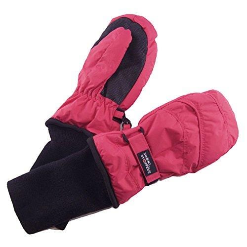 SnowStoppers Kid's Nylon Waterproof Snow Colorful Mittens (Fuchsia, Small)