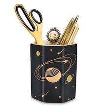 Load image into Gallery viewer, MISIGAR Pen Holder for Desk, Gold Planet Pattern Pencil Holder, Ceramic Pencil Cup for Boys Kids, Multi-Purpose Desk Organizer for Office &amp; Home, Makeup Brush Holder, Black
