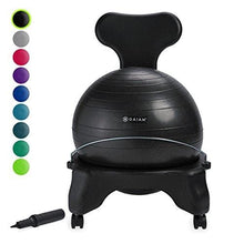 Load image into Gallery viewer, Gaiam Classic Balance Ball Chair – Exercise Stability Yoga Ball Premium Ergonomic Chair for Home and Office Desk with Air Pump, Exercise Guide and Satisfaction Guarantee, Charcoal
