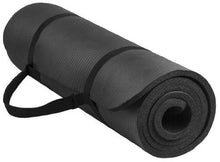 Load image into Gallery viewer, Balance From BFGY-AP6BLK Go Yoga All Purpose Anti-Tear Exercise Yoga Mat with Carrying Strap, Black, One Size
