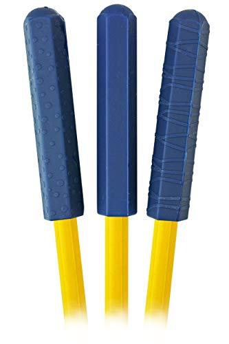 The Pencil Grip Chewberz Pencil Toppers, Latex-Free Chewable Pencil Top Designed For Mild to Moderate Chewers, Navy Blue, Set of 3 (TPG-883)