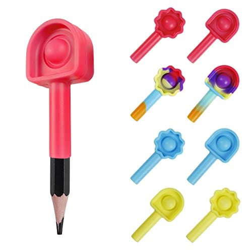 8 Pack Fidget Pencil Toppers for Kids, Stress Relief Sensory Pack Push Bubble Fidget Toys, Anti-chewable Pencil Tip， Applicable Adults Anxiety Autism