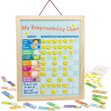 Load image into Gallery viewer, Imagination Generation My Responsibility Chart, Magnetic Dry Erase Wooden Chore Chart with Storage Bag, 24 Goals and 56 Reward Stars
