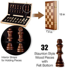 Load image into Gallery viewer, Chess Armory 15&quot; Wooden Chess Set with Felted Game Board Interior for Storage
