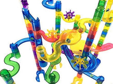 Load image into Gallery viewer, Marble Genius Marble Run Super Set - 150 Complete Pieces + Free Instruction App (85 Translucent Marbulous Pieces + 65 Glass Marbles)
