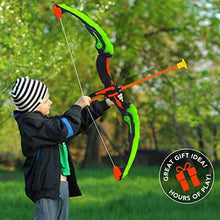 Load image into Gallery viewer, Toyvelt Bow and Arrow Set for Kids -Light Up Archery Toy Set -Includes 6 Suction Cup Arrows, Target &amp; Quiver - for Boys &amp; Girls Ages 3 -12 Years Old (Green)
