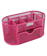 Load image into Gallery viewer, EasyPAG Mesh Desk Organizer Pencil Holder 9 Compartments with Drawer,Pink
