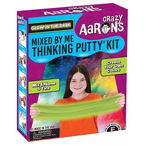Crazy Aaron's Thinking Putty for Kids - DIY Special Effects Putty Kit (6 Putties Included)- Glow-In-The-Dark, Sparkle, Heat-Sensitive - Includes Colored Pencils and Instructional Mat - Never Dries Out