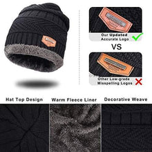 Load image into Gallery viewer, 3 Pcs Warm Winter Knit Hat Scarf and Glove Set for Men Women Tech Touchscreen Gloves Black
