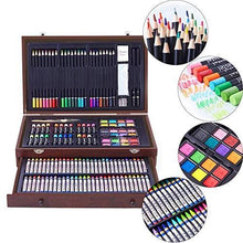 Load image into Gallery viewer, 145 Piece Deluxe Art Creativity Set with 2 x 50 Page Drawing Pad, Art Supplies in Portable Wooden Case- Crayons, Oil Pastels, Colored Pencils, Watercolor Cakes, Sharpener, Sandpaper - Deluxe Art Set
