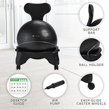 Load image into Gallery viewer, Gaiam Classic Balance Ball Chair – Exercise Stability Yoga Ball Premium Ergonomic Chair for Home and Office Desk with Air Pump, Exercise Guide and Satisfaction Guarantee, Charcoal
