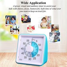 Load image into Gallery viewer, 3.07&quot; Visual Timer Kids 60 Minute Countdown Analog Clock Square No Loud Ticking for Kid Teacher Home Work School Classroom Children or Adults with Special Needs
