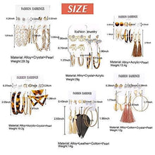 Load image into Gallery viewer, 36 Pairs Fashion Tassel Earrings Set for Women Girls Bohemian Acrylic Hoop Stud Drop Dangle Earring Leather Leaf Earrings for Birthday/Party/Christmas/Friendship Gifts

