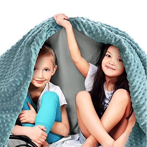 Quility Weighted Blanket for Kids or Adults - Heavy Heating Blankets for Restlessness (41”x60”, 10 lbs), Grey, Tide Cover