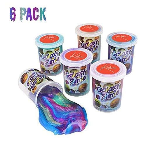 Kicko Marbled Unicorn Color Slime - Pack of 6 Colorful Galaxy Sludgy Gooey Fidget Kit for Sensory and Tactile Stimulation, Stress Relief, Prize, Party Favor, Educational Game - Kids, Boys, Girls