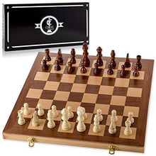 Load image into Gallery viewer, Chess Armory 15&quot; Wooden Chess Set with Felted Game Board Interior for Storage
