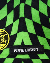 Load image into Gallery viewer, Minecraft Boy&#39;s Creeper Checkered 2 Piece Kids Hat and Gloves Set Black
