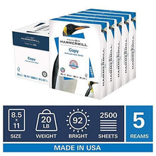 Load image into Gallery viewer, Hammermill Printer Paper, 20 lb Copy Paper, 8.5 x 11 - 5 Ream (2,500 Sheets) - 92 Bright, Made in the USA
