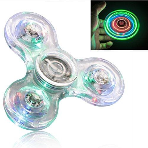 Fidget Spinner, Clear Fidget Toy, Crystal Led Light Rainbow Toy Finger Hand Spinner-Kids(Crystal)
