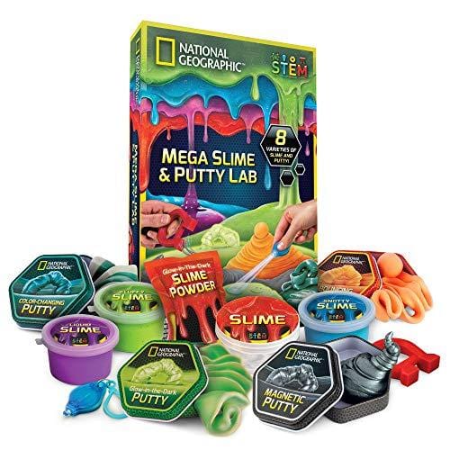 NATIONAL GEOGRAPHIC Mega Slime Kit & Putty Lab - 4 Types of Amazing Slime for Girls & Boys Plus 4 Types of Putty Including Magnetic Putty