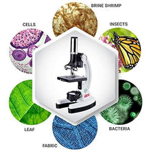 Load image into Gallery viewer, AmScope 120X-1200X 52-pcs Kids Beginner Microscope STEM Kit with Metal Body Microscope, Plastic Slides, LED Light and Carrying Box (M30-ABS-KT2-W),White
