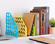 Load image into Gallery viewer, DIY Colorful Bookend Removable Bookstand Support Frame Desk Organizer Storage Plastic Book Shelf Rack Bin Heavy Duty Bookcase Nonskid Document File Holder for Office School Supplies Vertical Standard
