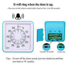 Load image into Gallery viewer, 3.07&quot; Visual Timer Kids 60 Minute Countdown Analog Clock Square No Loud Ticking for Kid Teacher Home Work School Classroom Children or Adults with Special Needs
