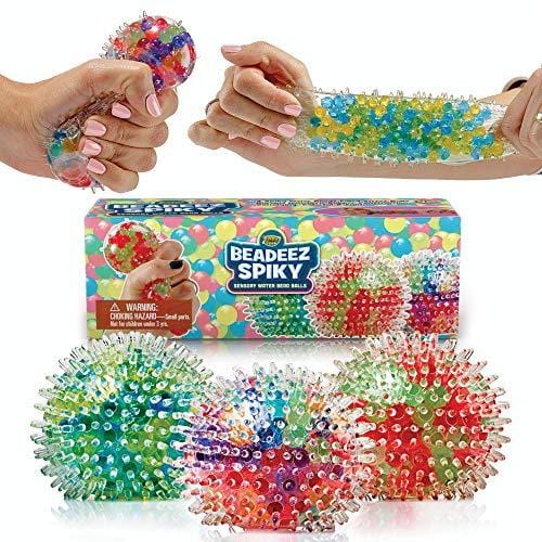 YoYa Toys Beadeez Squishy Stress Balls with DNA Spiky Textures (3-Pack) Colorful Sensory Toy and Stress Relief for Kids, Adults - Squeezy Water Beads - Promote Calm Focus for ADHD, Autism