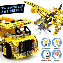 Load image into Gallery viewer, STEM Toys Building Sets for Boys 8-12 - 361 Pcs Construction Engineering Kit Builds Dump Truck or Airplane (2in1) STEM Building Toys Set for Kids - Ages 6 7 8 9 10 11 12 Years Old, Boy Toys Gift

