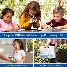 Load image into Gallery viewer, AmScope 120X-1200X 52-pcs Kids Beginner Microscope STEM Kit with Metal Body Microscope, Plastic Slides, LED Light and Carrying Box (M30-ABS-KT2-W),White
