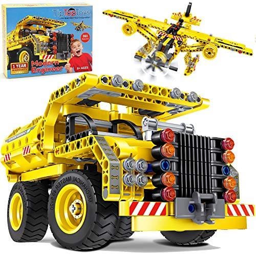 STEM Toys Building Sets for Boys 8-12 - 361 Pcs Construction Engineering Kit Builds Dump Truck or Airplane (2in1) STEM Building Toys Set for Kids - Ages 6 7 8 9 10 11 12 Years Old, Boy Toys Gift