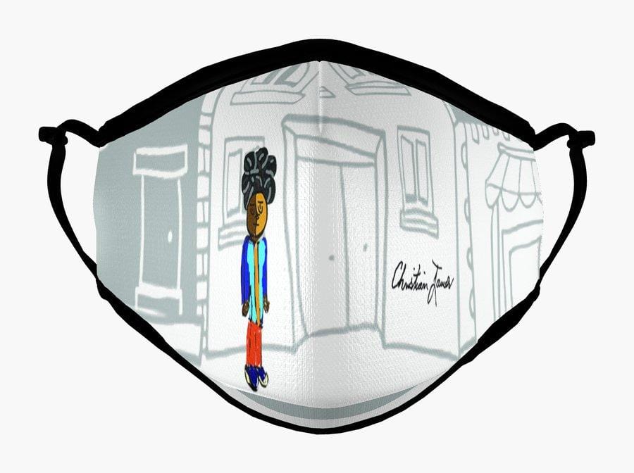 Kids Reusable Filter Mask: Christian James Designs. TM Logo. School Boy