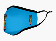 Load image into Gallery viewer, Kids Reusable Filter Mask: Christian James Designs. TM Logo. Multi-Blue
