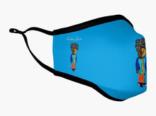 Load image into Gallery viewer, Kids Reusable Filter Mask: Christian James Designs. TM Logo. Multi-Blue
