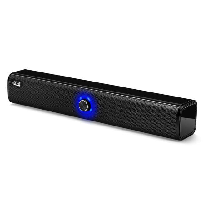 Adesso Xtream S6 Portable Bluetooth & Aux Sound Bar Speaker - 10w X 2 -black - 3.5mm - Rechargeable Battery - Volume Control Knob - Wired/wireless