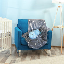 Load image into Gallery viewer, Glow in the Dark Blanket &amp; Pillow Set-Gray &amp; Blue

